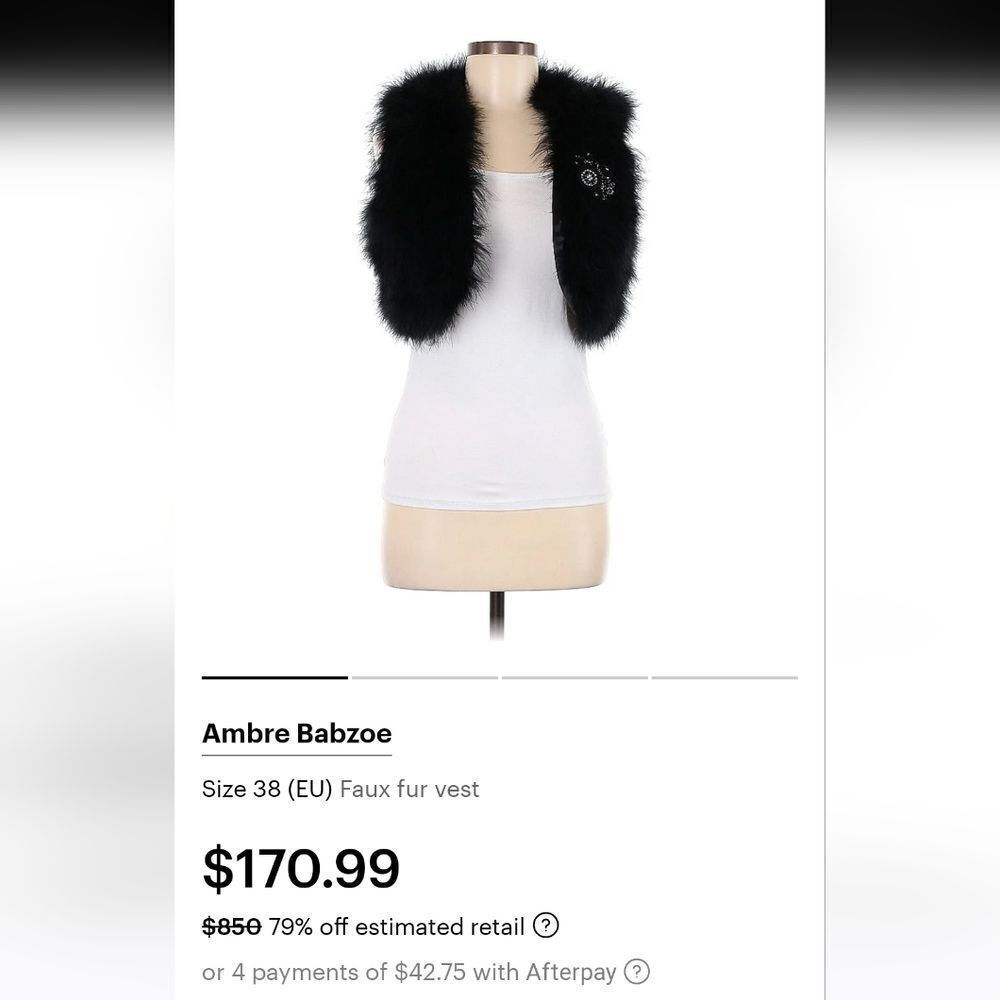 Ambre Babzoe 100%Turkey Down Jeweled Feathered Mob Wife Witchy Avant Garde Vest